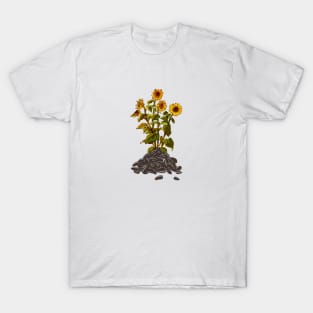 Sunflower Minimalist Vintage Retro Flora Positive Seed T-Shirt